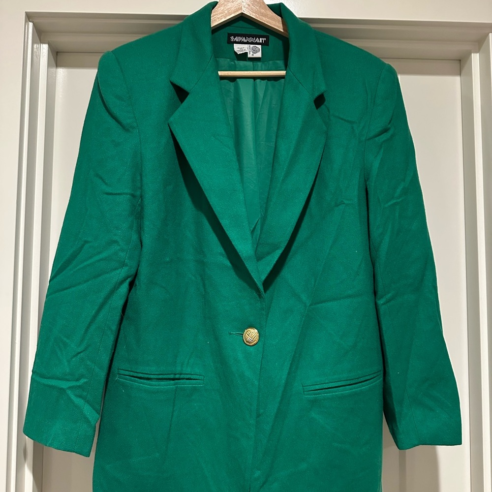 Vintage Green Wool Blazer Savannah Brand